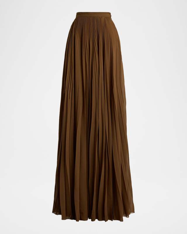 Pleated Chiffon Maxi Skirt